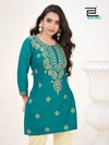 Amelia By Blue Hills Lucknavi Work Rayon Short Kurtis Wholesale Shop In Surat